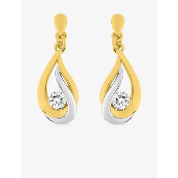 Boucles d'oreilles PENDANT OX ZIRC bicolore plaqué or