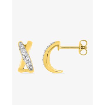 Boucles d'oreilles demi-créolles oxyde de ziconium plaqué or bicolore