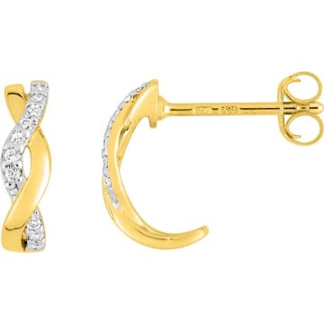 Boucles d'oreilles demi-créolles oxyde de ziconium rhodié plaqué or