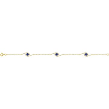 Bracelet oxyde de ziconium bleu plaqué or