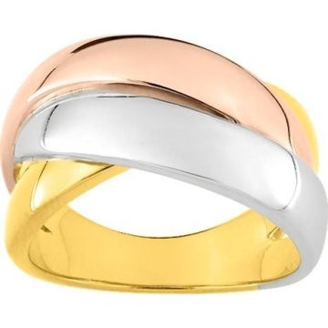 Bague plaqué or tricolore