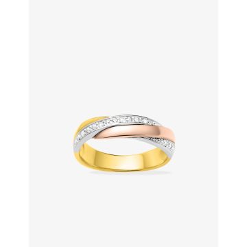 Alliance Croisée  Grains Diamant 0.05ct Or Jaune