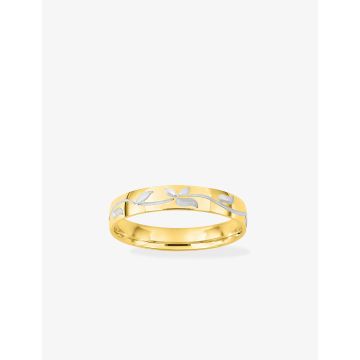 Alliance Contemporaine Motif Feuille Bicolore or 375